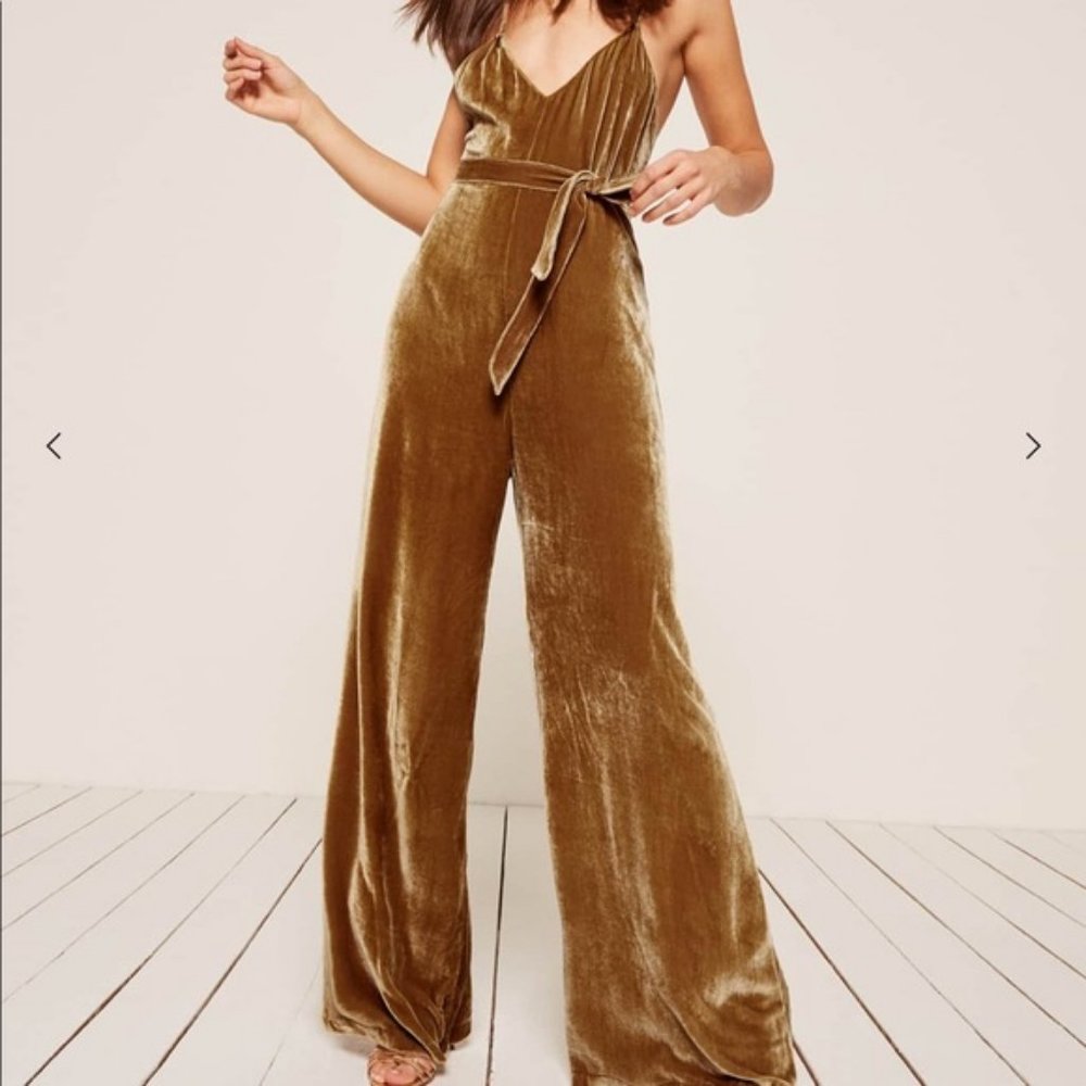 Reformation Gold Moonstone Jumpsuit M